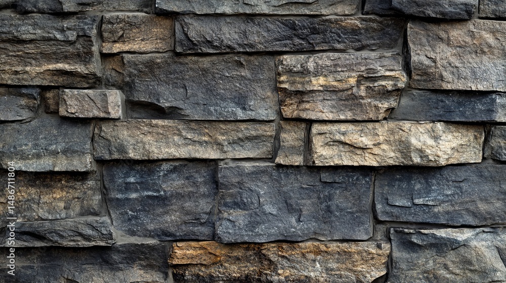 Poster rustic brown and gray stone wall texture seamless background pattern design for architecture interio