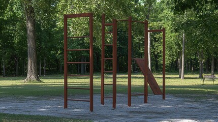 Fototapeta premium Outdoor fitness park equipment.