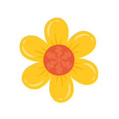 Yellow Petal Flower Icon Vector for Spring Themed Botanical and Nature Illustrations