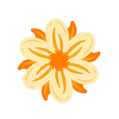 Orange Yellow Petal Flower Icon Illustration for Spring and Floral Art Projects