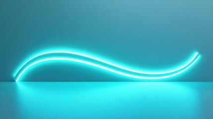 Bright turquoise neon wave light abstract background clean minimal design