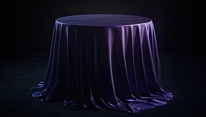 Dark, draped table, dramatic lighting