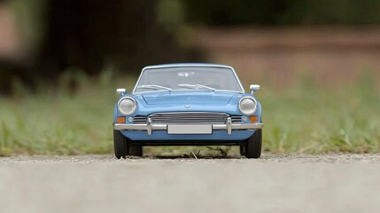 Blue Classic Car Model Outdoors.