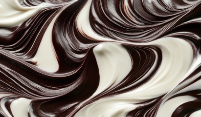 Swirling dark and white chocolate