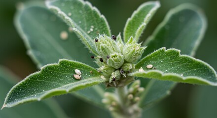 Obraz premium Close-up of a vibrant fat hen plant with seeds revealing nature's intricate details