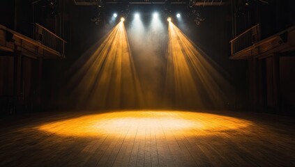 Empty stage lit by spotlights