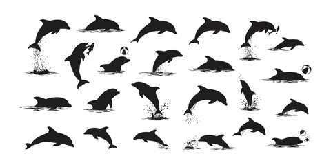 Dolphin Silhouette  Bundle | Jumping Dolphin Clipart | Ocean Marine Animal Vector PNG for Cricut, Sublimation & Sea Life Crafts .

