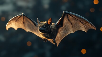 Bat in flight night city