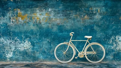 Fotobehang Vintage bike with blue wall background. © nDuk_geNduk