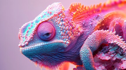 Colorful chameleon close up