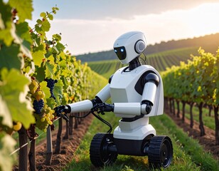 a robot takes care of the vineyard