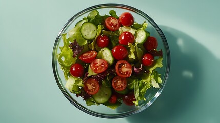 Fresh Salad with Tomatoes, Cucumbers, and Lettuce