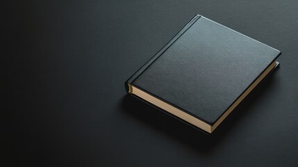 Black leather book on dark background elegant still life image