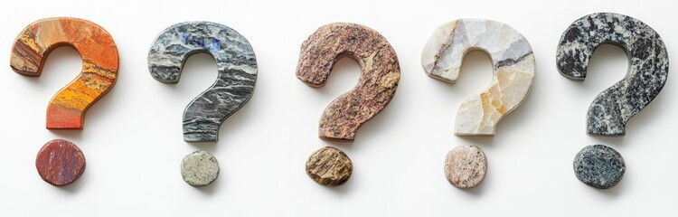 Question marks formed from various stones