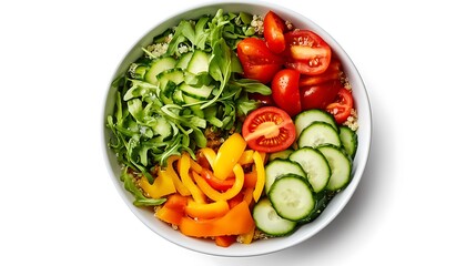 Fresh Salad with Arugula, Tomatoes, Cucumbers, and Bell Peppers