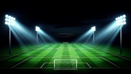 Field at Dusk with Stadium Lights and Orange Sky Silhouette - Powered by Adobe