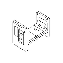 High sleeper bed with ladder in minimalist line art style  