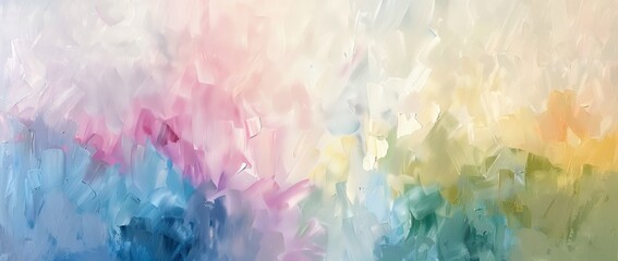 Fototapeta premium Abstract painting background with pastel positive colors and natural oil paint texture for wallpaper, pattern, art print, and other design elements