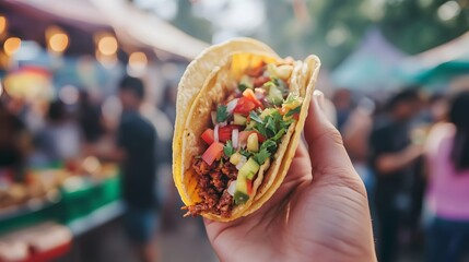 Hand Holding Taco Delicious Street Food Photography Concept