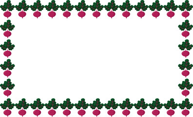 Moldura quadrada decorativa com elementos vetoriais de beterraba. Perfeita para design de menus, identidade visual de produtos naturais e materiais digitais ecológicos.