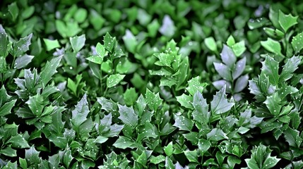 Obraz premium Dewy Green Leaves with Lush Foliage.