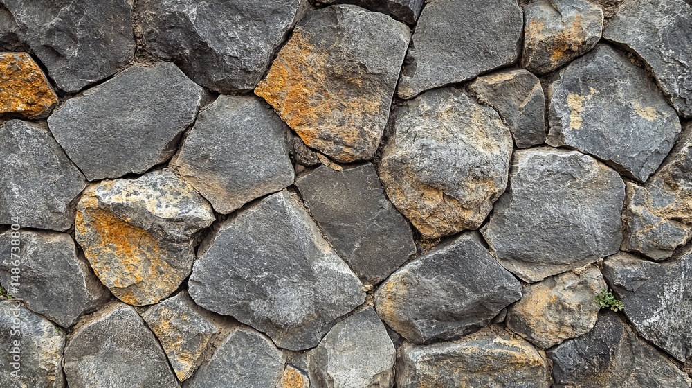 Poster rustic gray and orange stone wall texture background seamless pattern natural rock irregular shapes 