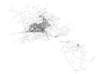 Chur City Vector Skyline - Full Swiss Urban Landscape (Highway & Buildings)