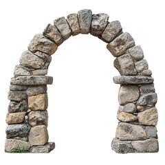 Ancient Stone Archway with Weathered Stones Isolated on PNG Transparent Background
