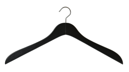 Black Clothes Hanger on PNG Transparent Background. Isolated 
