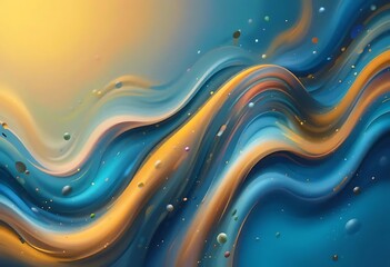 Abstract fluid motion design with gold and blue tones background