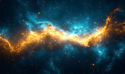 Celestial Dance: A Nebula of Gold and Azure
