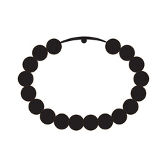 A shiny black pearl necklace, a beautiful jewelry gift with round beads, isolated on a white background