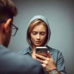 Phone thief stealing a woman