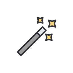 Simple Magic Wand Illustration With Shining Stars On Transparent Display