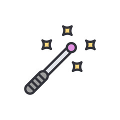 Magical Wand With Glittering Stars Isolated On Transparent Background