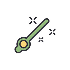 Stylized Illustration Of A Green Magic Wand With Sparkling Accents