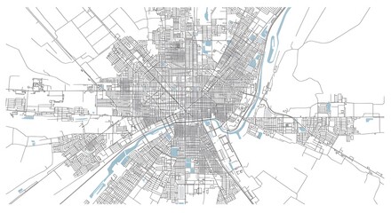 City Map Blueprint: Detailed Urban Planning Aerial View