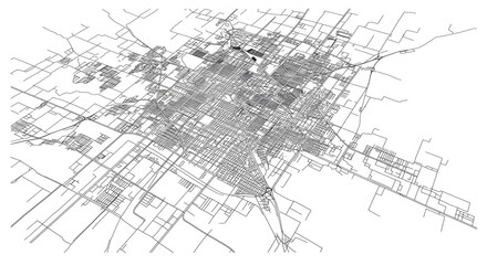 Obraz premium City Street Map Blueprint - Detailed Infrastructure Design
