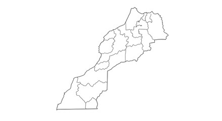 Obraz premium Morocco Regions Map - Outline Illustration