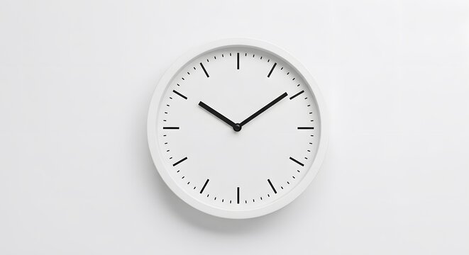 Minimalist White Wall Clock: Time Management Concept