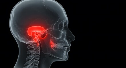 Obraz premium X-Ray of Head with Highlighted Pain Area