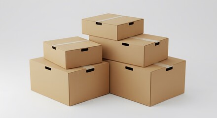 Fototapeta premium Stacked Cardboard Boxes: Moving and Storage Solutions