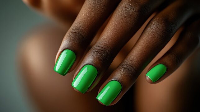 Green Nail Polish on Black Skin