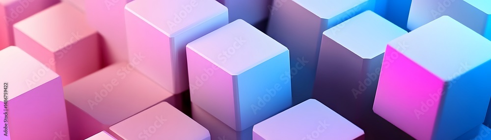 Poster abstract design of overlapping colorful cubes.