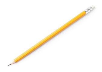 One sharp graphite pencil isolated on white, top view