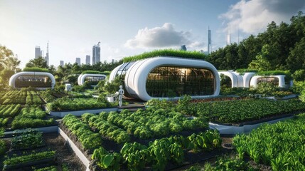 Futuristic Eco-Village: Sustainable Living in Harmony with Nature