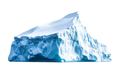 Large iceberg isolated on a white background, perfect for climate change and nature conservation concepts, travel magazines, or educational materials.