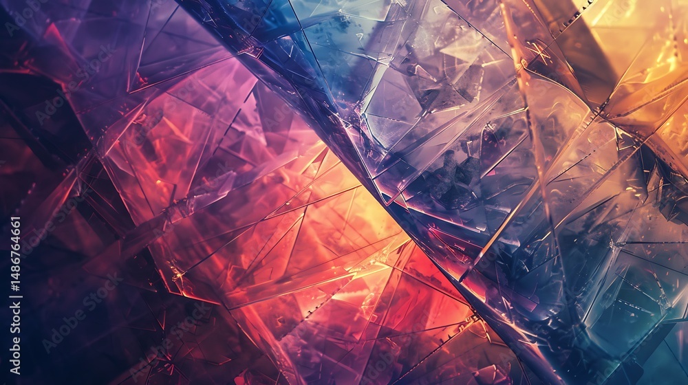 Aufkleber abstract geometric digital art with colorful gradient and textured surface
