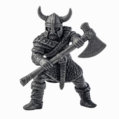 Fototapeta premium Powerful Viking Warrior Figurine with Axe - Norse
