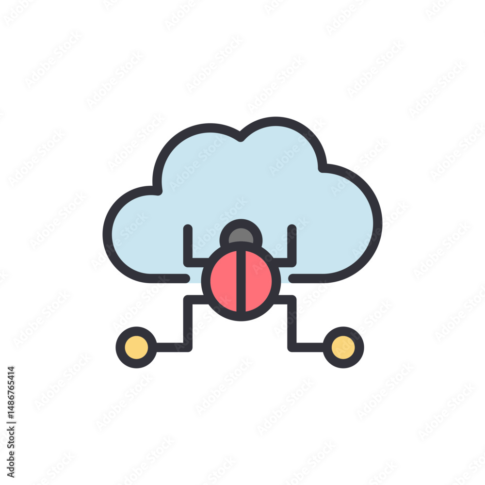 Poster cloud computing vulnerability illustration with ladybug insect symbol